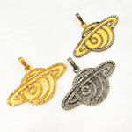 Load image into Gallery viewer, DP425. Diamond Silver Planet Shape Pendant