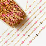 Load image into Gallery viewer, V295RSGF. 14K Gold Filled Rose Color Enamel with Paperclip and Diamond Cut Marina Links