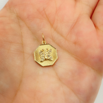 Load image into Gallery viewer, 14K Solid Gold Charm. Hexagon Pendant with Diamonds. GDP357