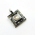 Load image into Gallery viewer, DC459. Diamond Sterling Silver Square Charm with Polki Diamond