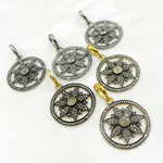 Load image into Gallery viewer, DP018. Diamond Silver Round Flower Pendant