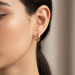 Load image into Gallery viewer, EHC56664. 14K Solid Gold Gemstone & Diamond & Hoop Earrings