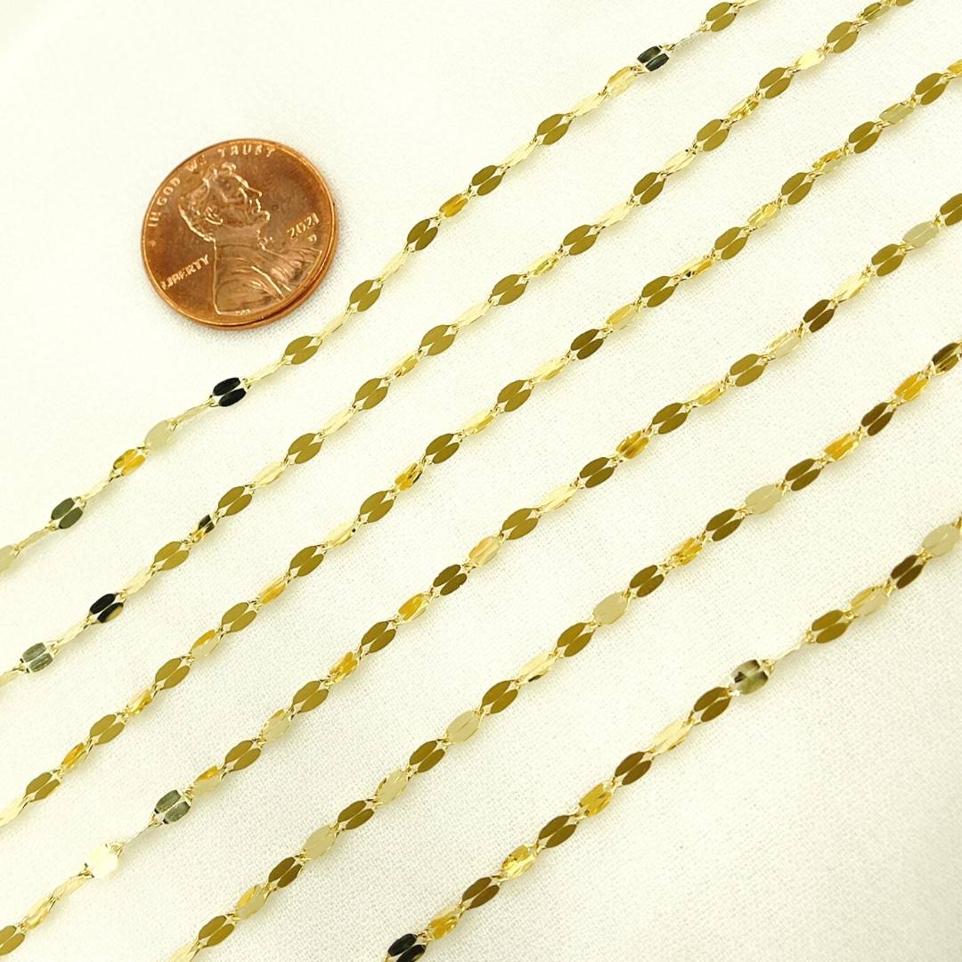 14K Solid Gold Flat Marina Link Unfinished Chain. 040FV10byFt