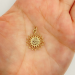 Load image into Gallery viewer, 14K Solid Gold Sun Pendant with Diamonds. GDP355