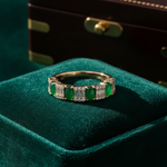 Load image into Gallery viewer, RAF01372EM. 18K Solid Gold Diamond & Emerald Ring