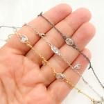 Load image into Gallery viewer, CZ34. Tear Drop Shape Dangle & Oval Connector Cubic Zirconia Chain