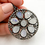 Load image into Gallery viewer, DSP016. Diamond Sterling Silver Round Flower Pendant with Gemstone