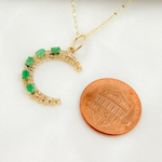 Load image into Gallery viewer, 14K Solid Gold Moon Charm with Diamonds and Gemstones