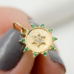Load image into Gallery viewer, GDP442. 14K Solid Gold Diamond Circle Charm with Star