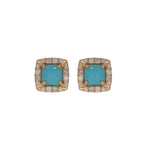 Load image into Gallery viewer, EFE54385TQ. 14K Solid Gold Diamonds and Turquoise Fancy Studs