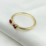Load image into Gallery viewer, 14K Solid Gold Gemstone 2 Drop Open Ring.