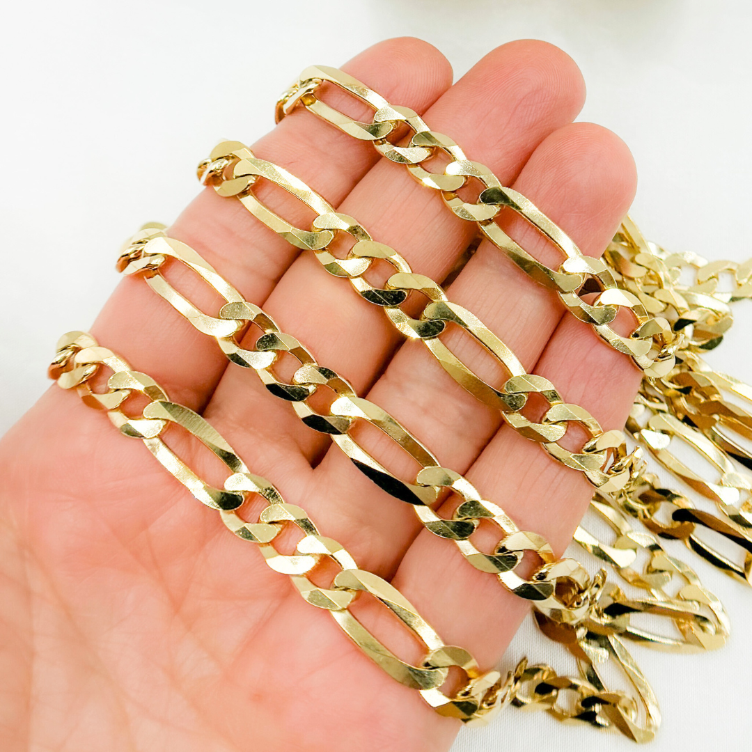 Y85GP. Gold Plated 925 Sterling Silver Flat Figaro Chain
