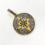 Load image into Gallery viewer, DP561. Diamond Sterling Silver Round Star Pendant with Black Diamond