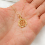 Load image into Gallery viewer, 14K Solid Gold Diamond Circle Flower Charm. GDP153