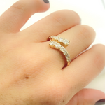 Load image into Gallery viewer, 14K Solid Gold Diamond Double Line Ring.