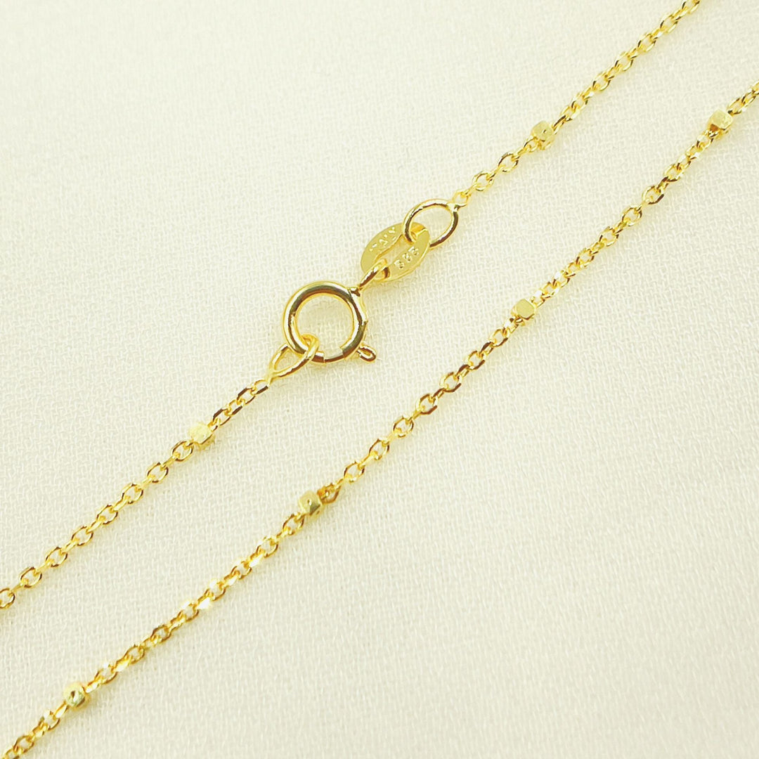 14K Solid Yellow Gold Cubes Satellite Necklace. 030R01TS4TP8