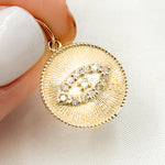 Load image into Gallery viewer, 14K Solid Gold Diamond Round Eye Charm with Gemstone