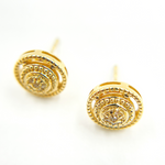 Load image into Gallery viewer, EFA50964. 14K Solid Gold and Diamonds Circle Earrings