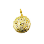 Load image into Gallery viewer, 14K Solid Gold Diamond Circle Charm with Stars & Flowers. KG35