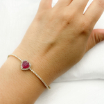 Load image into Gallery viewer, RSTBR194242WG. 14K Gold Diamond Bracelet Ruby Heart