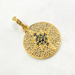 Load image into Gallery viewer, DP561. Diamond Sterling Silver Round Star Pendant with Black Diamond