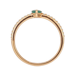 Load image into Gallery viewer, 14K Solid Gold Diamond and Emerald Spiral Marquise Ring.