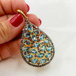 Load image into Gallery viewer, DSP022. Diamond Sterling Silver Drop Pendant With Gemstone