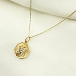 Load image into Gallery viewer, 14K Solid Gold Charm. Hexagon Pendant with Diamonds. GDP357