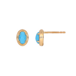 Load image into Gallery viewer, Buy 14K Solid Yellow Gold Turquoise Oval Stud Earring