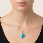 Load image into Gallery viewer, CP97321TQ14X10. 18K Solid Gold Diamond & Turquoise Pendant