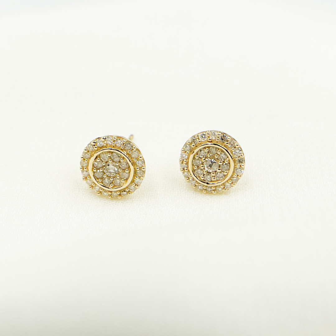 14K Solid Gold and Diamonds Circle Earrings. EFH52016