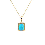 Load image into Gallery viewer, CMD00365TQ8X6. 14K Solid Gold Rectangular-Shaped Turquoise and Diamond Charm