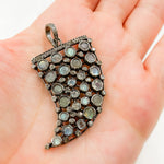Load image into Gallery viewer, DSP042. Diamond Silver Gemstone Horn Pendant