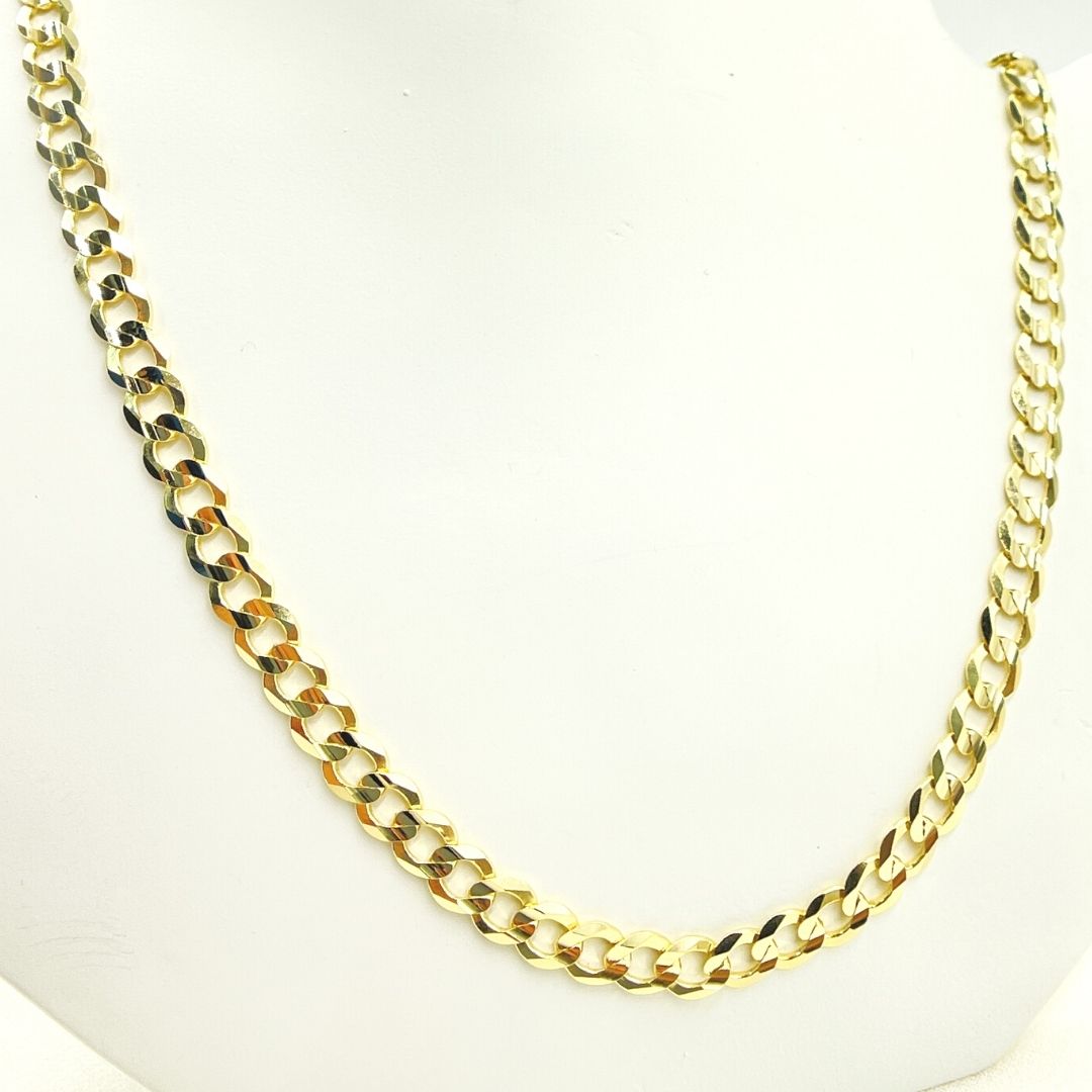 14K Solid Yellow Gold Miami Flat Curb Chain