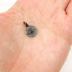 Load image into Gallery viewer, DC228A. Diamond Sterling Silver Round Eye Enamel Charm with Gemstone