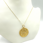 Load image into Gallery viewer, 14K Solid Gold Diamond Circle Charm with Stars. GDP158