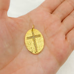 Load image into Gallery viewer, DC531. Diamond Sterling Silver Oval Cross Pendant