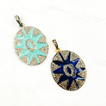 Load image into Gallery viewer, DP507A. Diamond Sterling Silver Oval Star Enamel Pendant