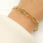 Load image into Gallery viewer, 568/A065/G Bracelet. 14K Solid Hollow Gold Flat Oval Link Bracelet