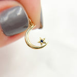 Load image into Gallery viewer, Gold Moon & Star Charm with Gemstone