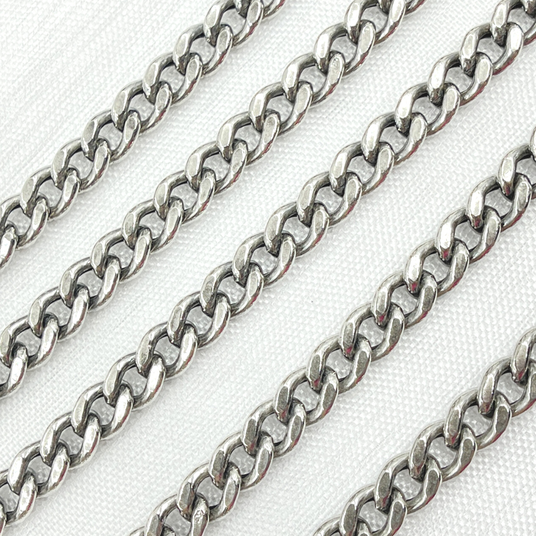 V45OX. Oxidized Sterling Silver Curb Link Chain