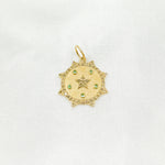 Load image into Gallery viewer, GDP547. 14K Solid Gold Diamond Sun & Star Charm with Gemstone