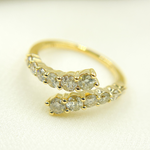 Load image into Gallery viewer, 14K Solid Gold Diamond Double Line Ring.