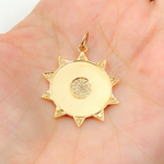 Load image into Gallery viewer, 14K Solid Gold with Diamonds Sun Charm. GDP179