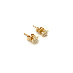 Load image into Gallery viewer, ER412616Y. 14k Solid Yellow Gold Diamond Flower Studs