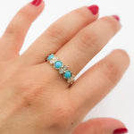 Load image into Gallery viewer, CR97068TQ4. 14K Solid Yellow Gold Diamond and Turquoise Band Ring