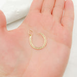 Load image into Gallery viewer, 14K Solid Gold Diamond Horseshoe Charm. GDP29