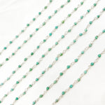 Load image into Gallery viewer, TQR51. Green Turquoise Rondel Shape Sterling Silver Wire Chain