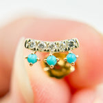 Load image into Gallery viewer, EFB53898. 14K Solid Gold Diamond and Turquoise Fancy Stud Earrings