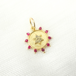 Load image into Gallery viewer, GDP442. 14K Solid Gold Diamond Circle Charm with Star